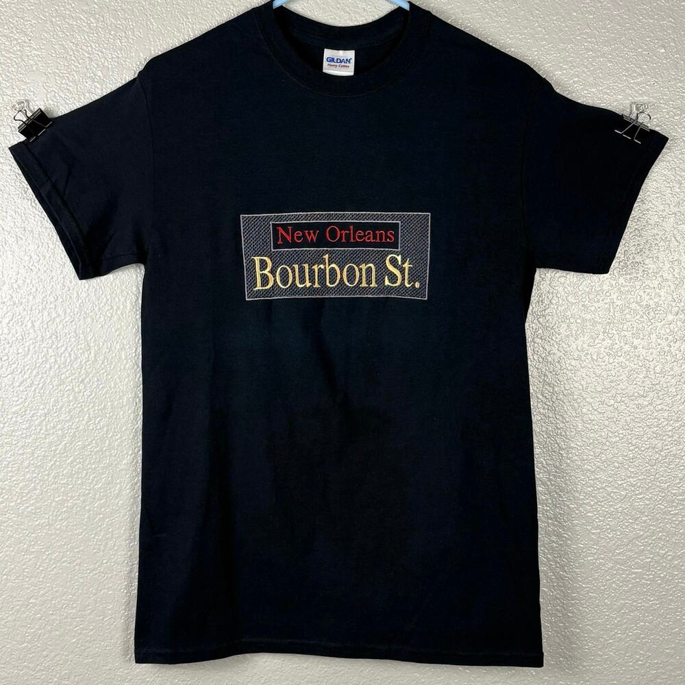 Gildan Size Small New Orleans Bourbon Street Black Short Sleeve T-Shirt Top Tee